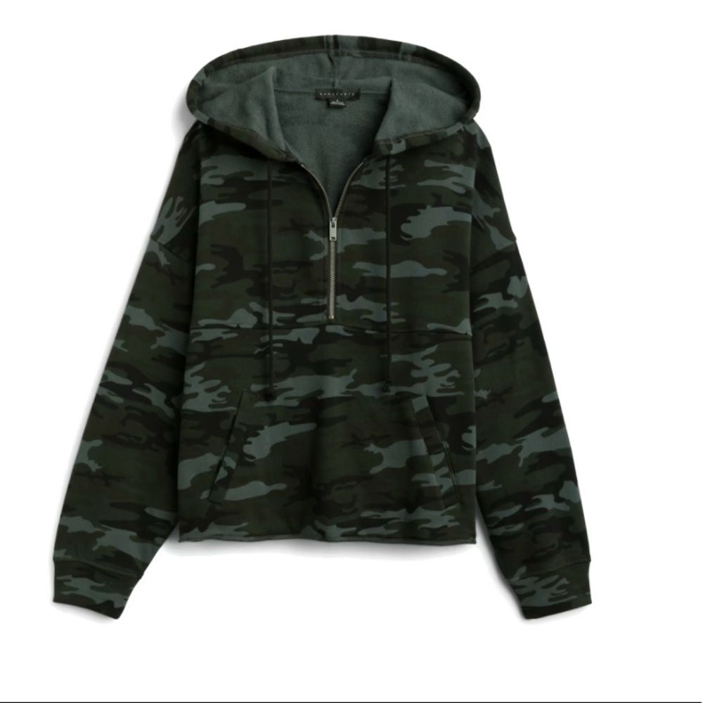 Sanctuary Camo Zip Hooded Sweatshirt sz M